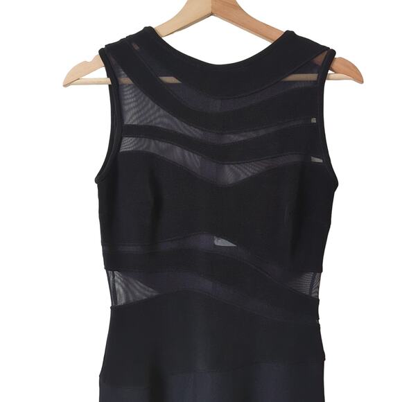 Tadashi Womens Cut Out Mesh Full Length Floor Evening Gown Formal Black Dress S - Picture 3 of 8